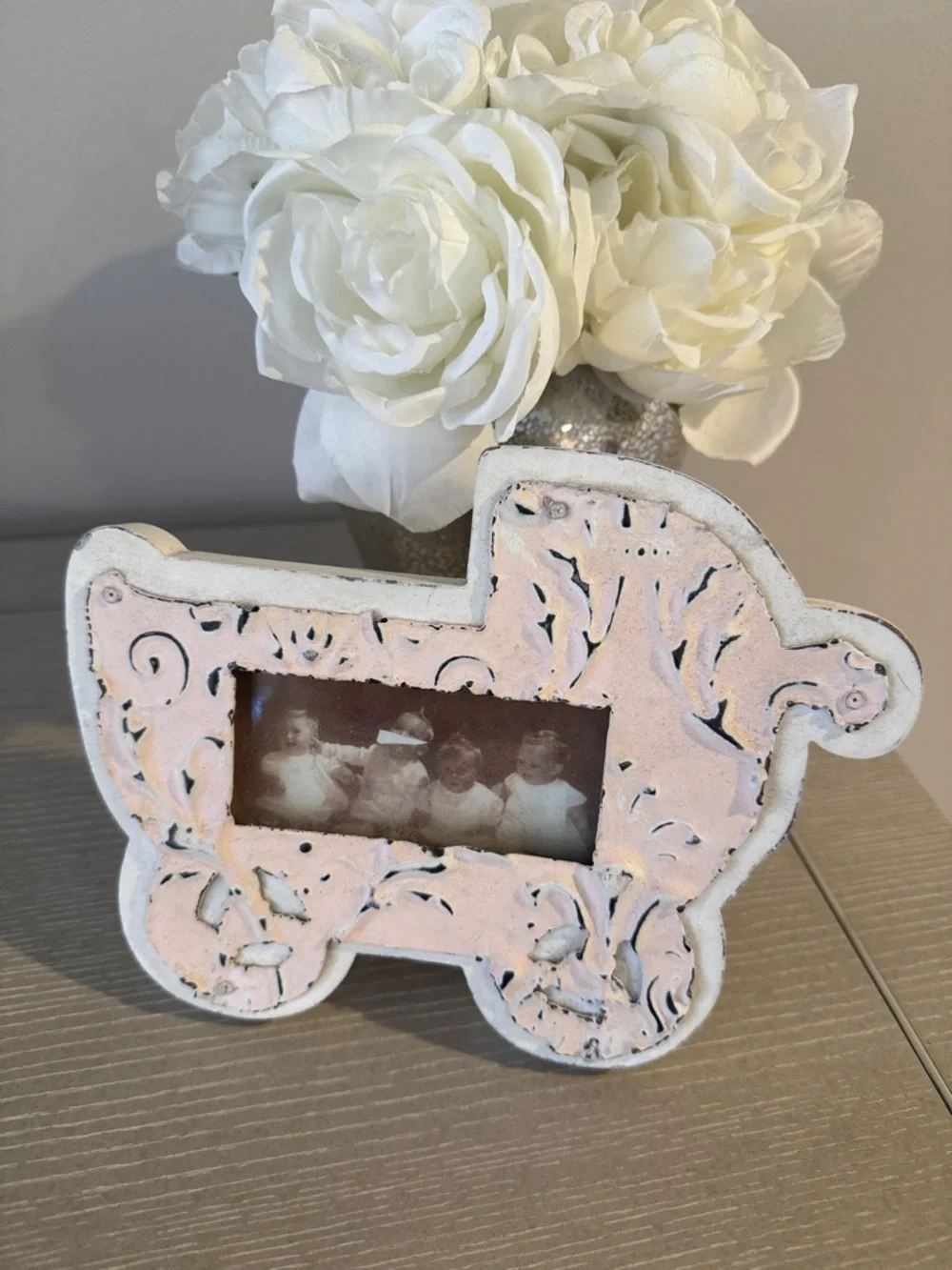 Vintage Baby Carriage Photo Frame